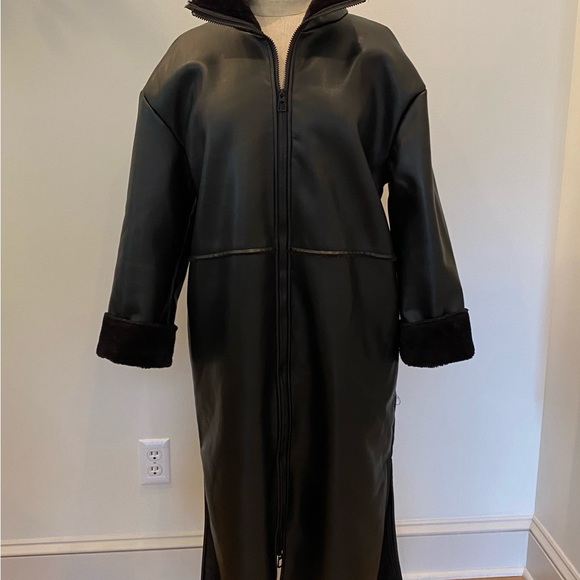 NA-KD Womens Black Faux Leather Coat with Zipper Closure w Faux Fur Lining / 36 - Picture 7 of 16